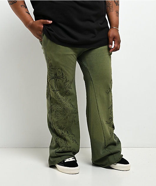 Affliction Jump Green Wash Sweatpants