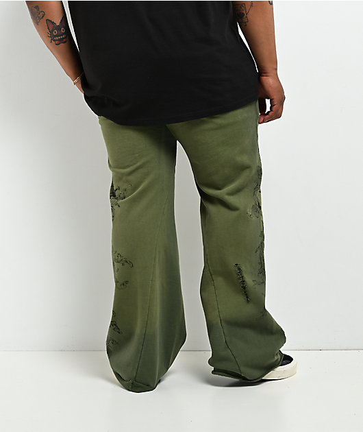 Affliction Jump Green Wash Sweatpants