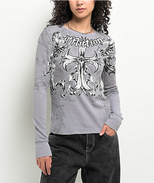 Affliction Jump Grey Thermal Long Sleeve T-Shirt Zumiez
