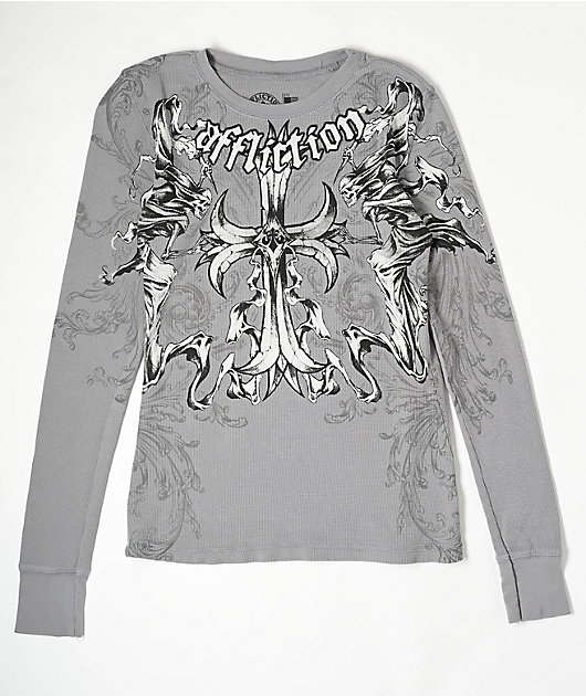 Affliction Jump Grey Thermal Long Sleeve T-Shirt Zumiez
