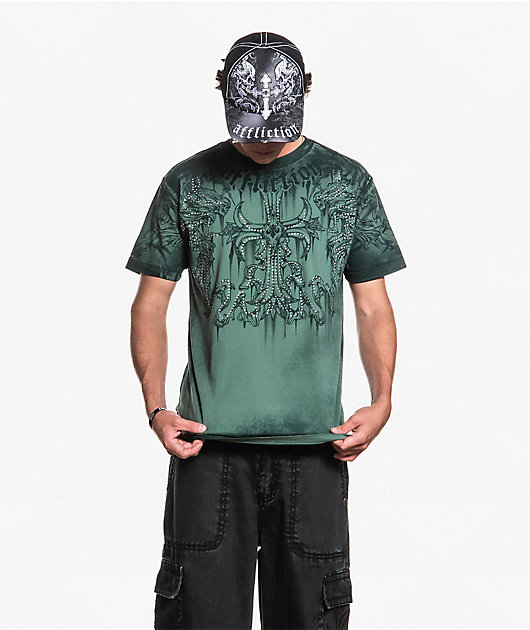 Affliction Jump Rhinestone Lily Pad Wash T-Shirt