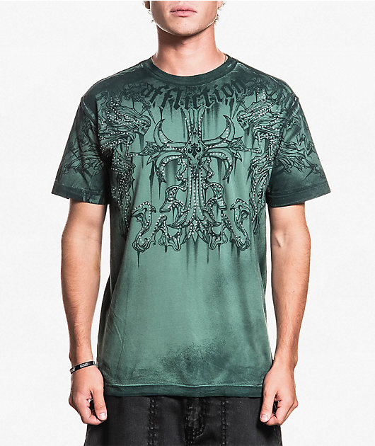 Affliction Jump Rhinestone Lily Pad Wash T-Shirt