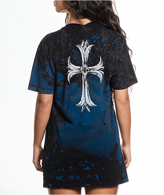 Affliction Jump Tie-Dye Blue T-Shirt