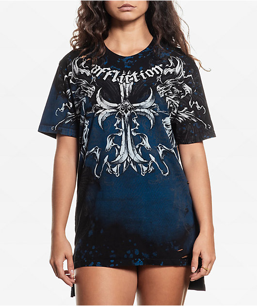 Affliction Jump Tie-Dye Blue T-Shirt