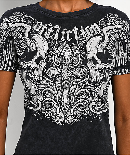 Affliction Keeper Black Wash Cutout T-Shirt