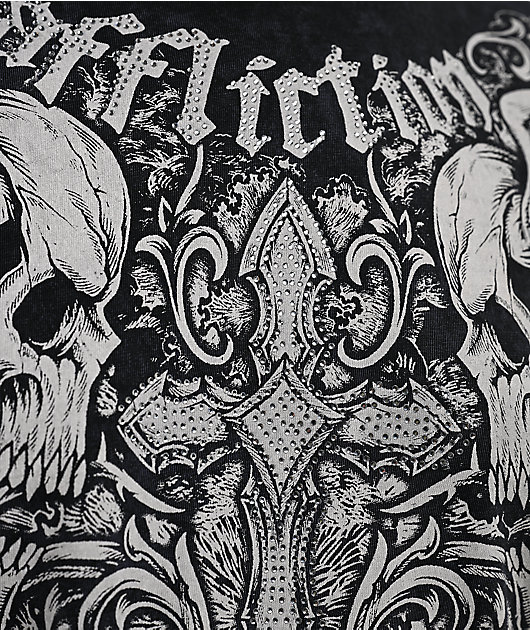 Affliction Keeper Black Wash Cutout T-Shirt