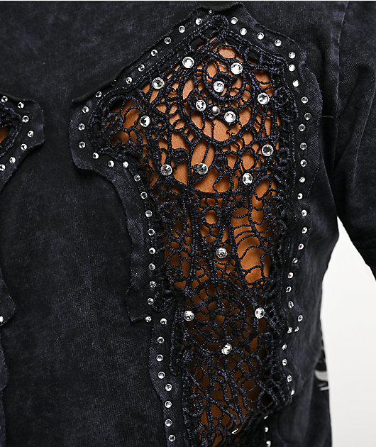 Affliction Keeper Black Wash Cutout T-Shirt