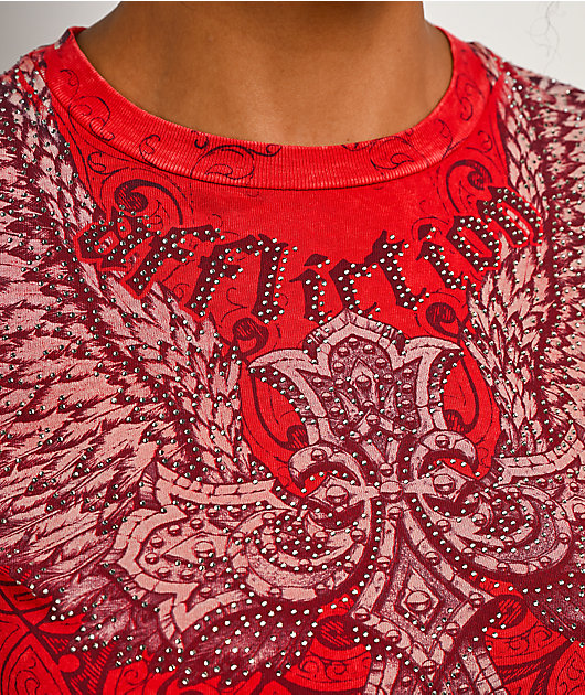 Affliction Kingdom Red Crop T-Shirt