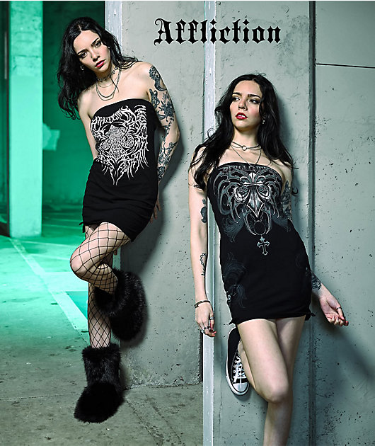 Affliction Liquid Signify Black Tube Dress