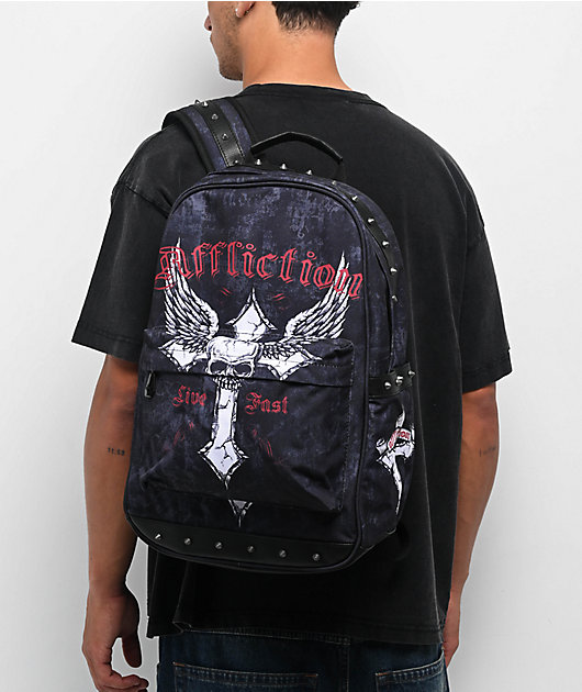 Affliction Live Fast Black Backpack | Zumiez