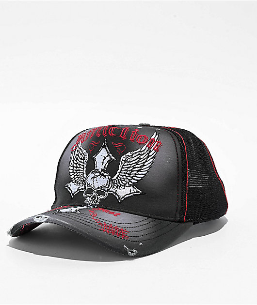 Affliction Live Fast Black Wash Trucker Hat | Zumiez