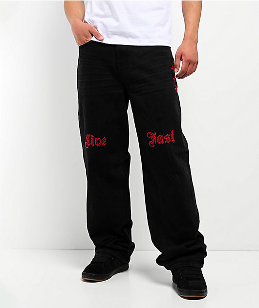 Affliction Live Fast Black Wide Leg Jeans