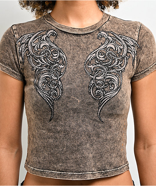 Affliction Lovington Black Wash Crop T-Shirt