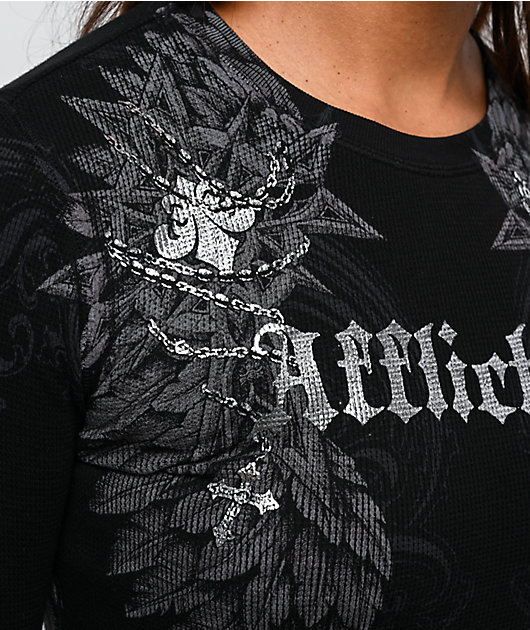 Affliction Medallion Black Thermal Long Sleeve T-Shirt