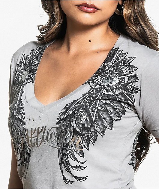 Affliction Medallion Grey V-Neck T-Shirt