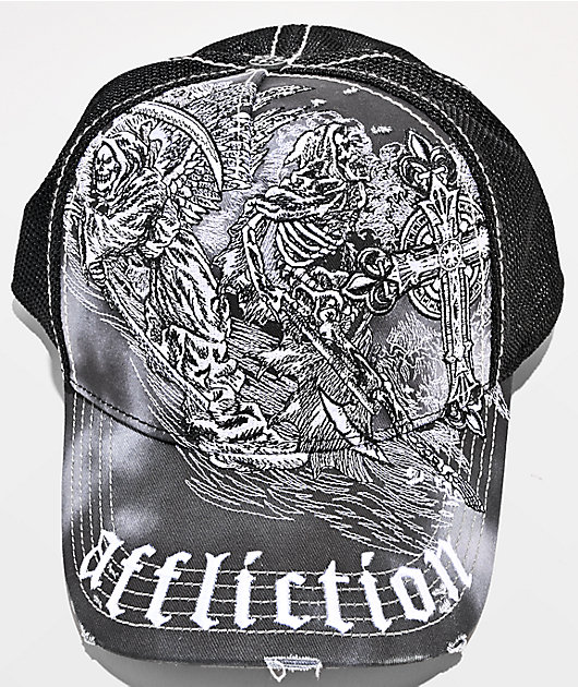 Affliction Mortal Veil Black Trucker Hat