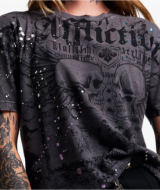Affliction Neglect Charcoal Grey T-Shirt