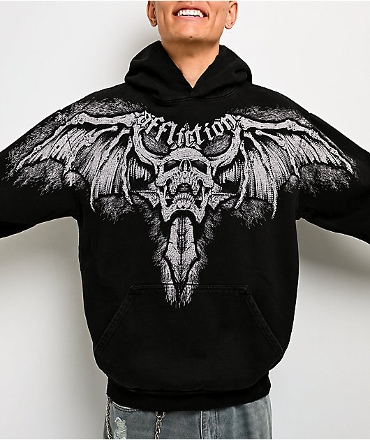 Affliction Night Screamer Black Wash Hoodie