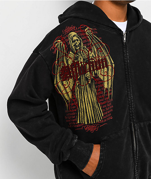 Affliction Prayer Black Wash Zip Hoodie