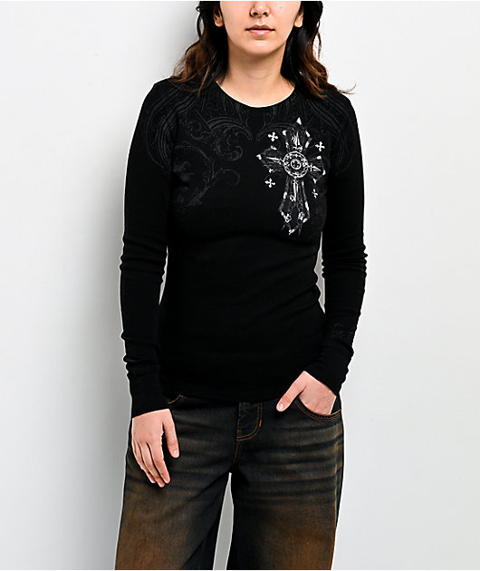 Affliction Registered Black Thermal Long Sleeve T-Shirt