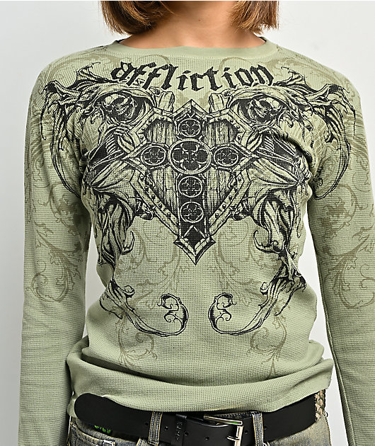 Affliction Repent Green Thermal Long Sleeve T-Shirt
