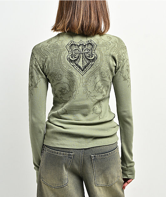 Affliction Repent Green Thermal Long Sleeve T-Shirt