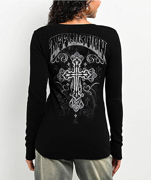 Affliction Reverie Black Lava Thermal Long Sleeve T-Shirt | Zumiez