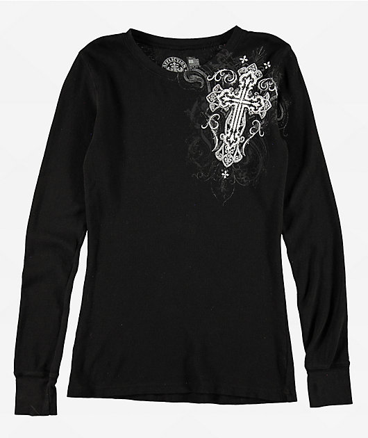 Affliction Reverie Black Lava Thermal Long Sleeve T-Shirt | Zumiez