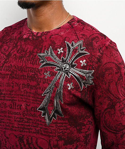 Affliction Rising Passage Red Wash Thermal Long Sleeve T-Shirt