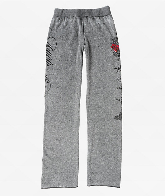 Affliction Roses Black Wash Wide Leg Sweatpants