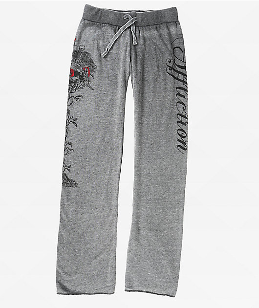 Affliction Roses Black Wash Wide Leg Sweatpants
