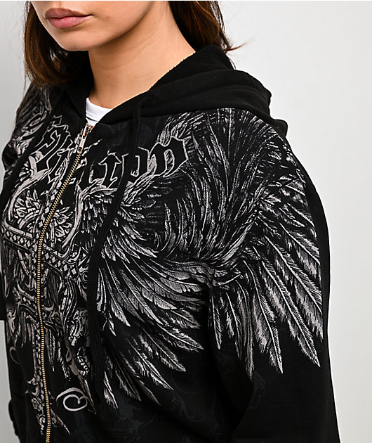 Affliction Saint Scream Black Relaxed Zip Hoodie | Zumiez