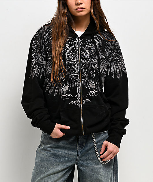 Affliction Saint Scream Black Relaxed Zip Hoodie | Zumiez