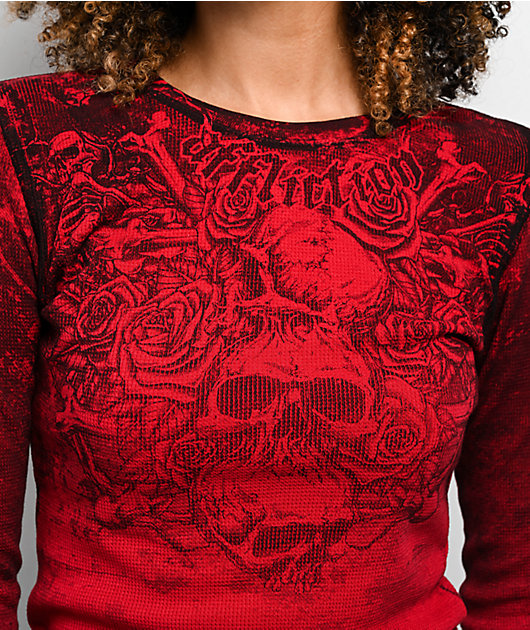 Affliction Sands Of Burdan Red Thermal Long Sleeve T-Shirt