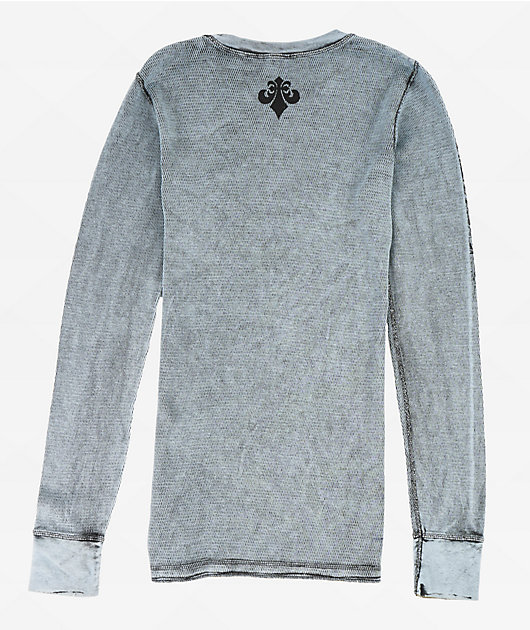 トップス Affliction ThermalL/S T-Shirt reversible Affliction Scarecrow Grey Wash Reversible Thermal Long Sleeve T