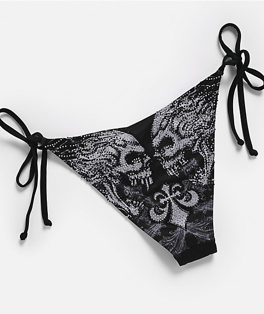 Affliction Screaming Roots Black Bikini Bottom
