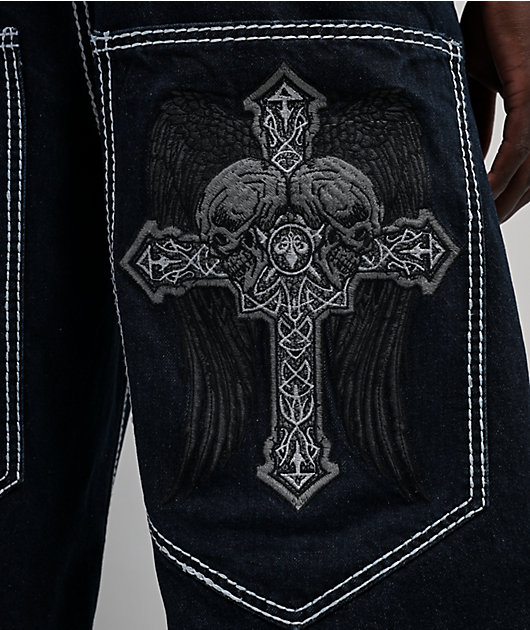 Affliction Seeker Dark Blue Denim Shorts