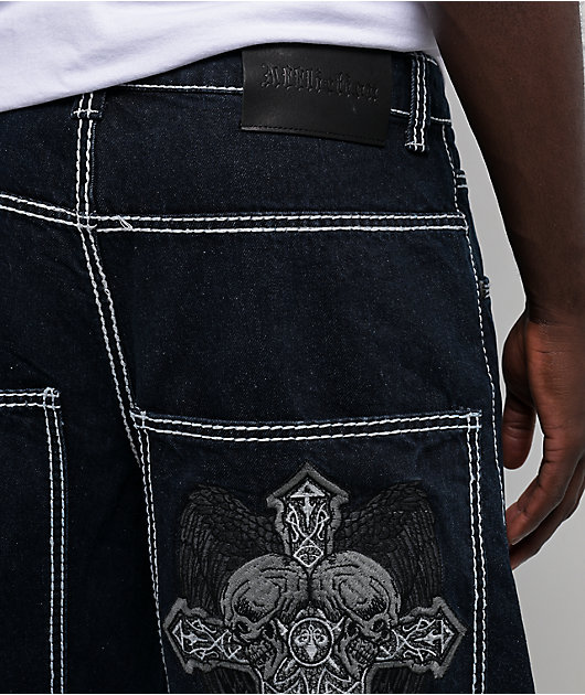 Affliction Seeker Dark Blue Denim Shorts