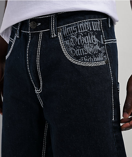 Affliction Seeker Dark Blue Denim Shorts