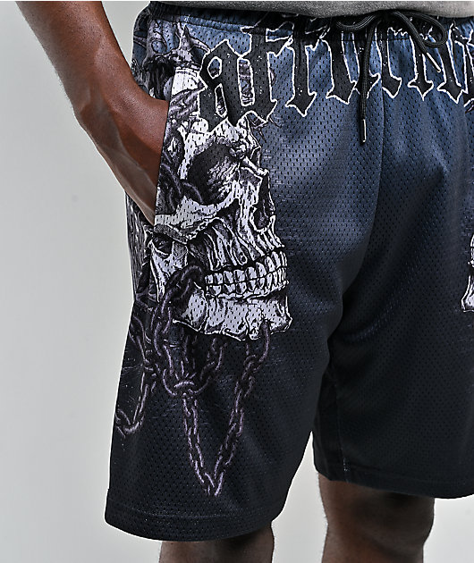 Affliction Shackled Thorn Charcoal Mesh Shorts