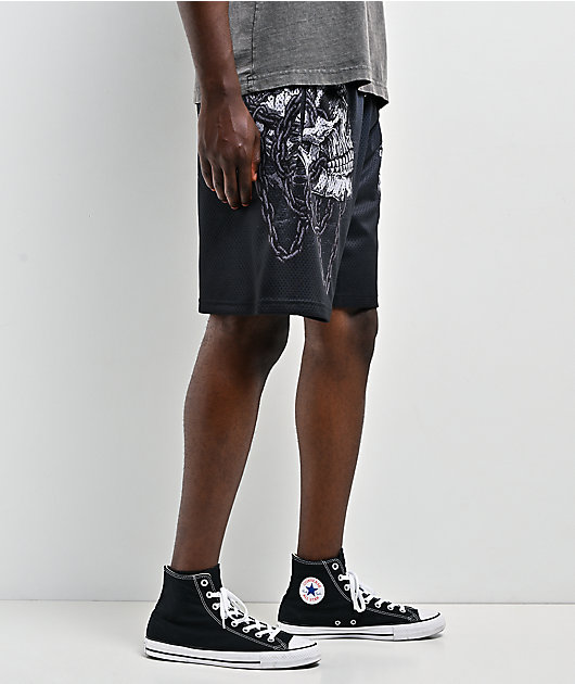 Affliction Shackled Thorn Charcoal Mesh Shorts