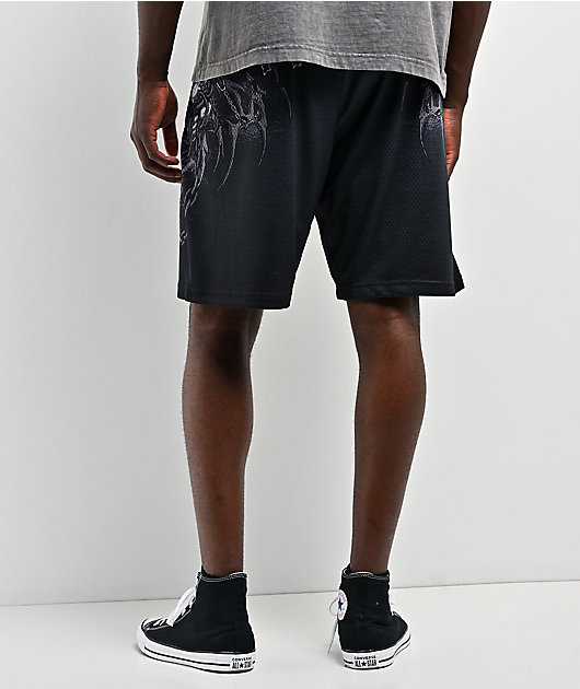 Affliction Shackled Thorn Charcoal Mesh Shorts