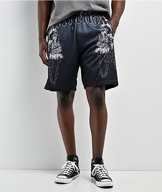 Affliction Shackled Thorn Charcoal Mesh Shorts