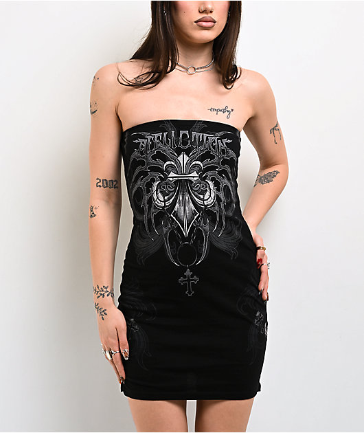 Affliction Shred Fest Black Tube Dress