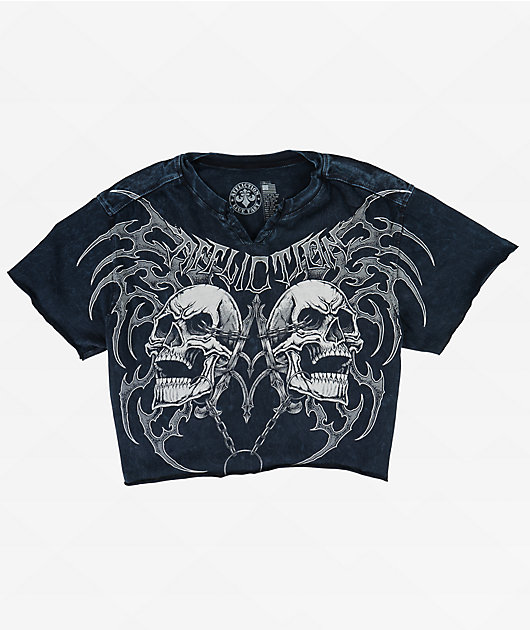 Affliction Shred Fest Black Wash Crop T-Shirt