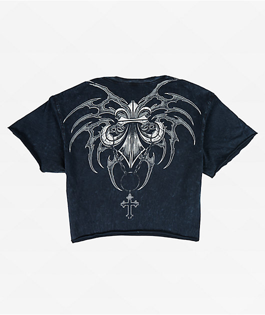 Affliction Shred Fest Black Wash Crop T-Shirt