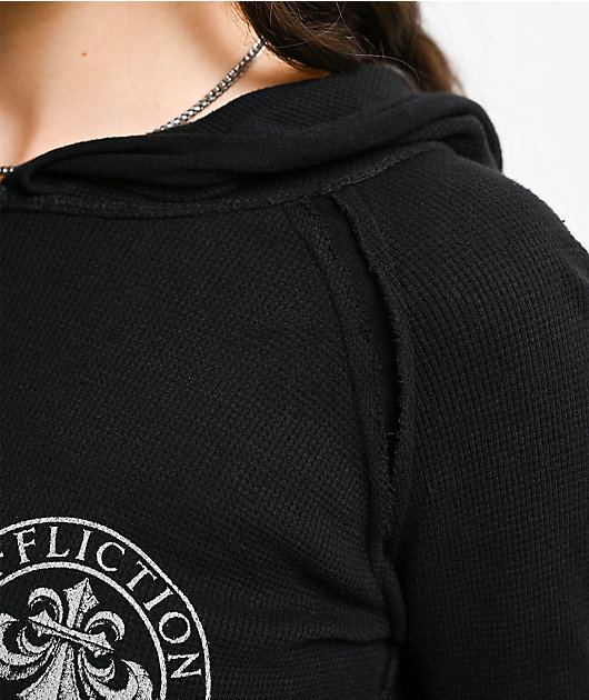 Affliction Simulation Black Thermal Button Up Hoodie