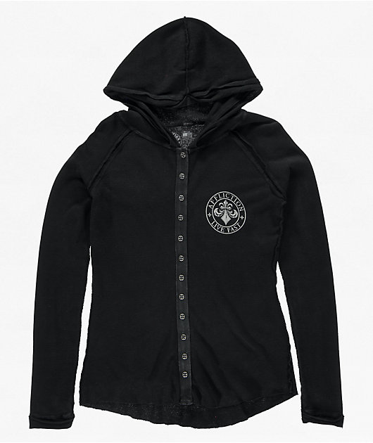 Affliction Simulation Black Thermal Button Up Hoodie