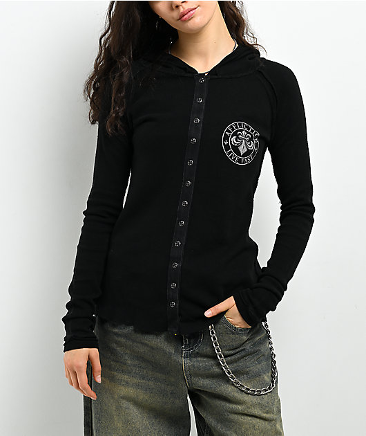 Affliction Simulation Black Thermal Button Up Hoodie