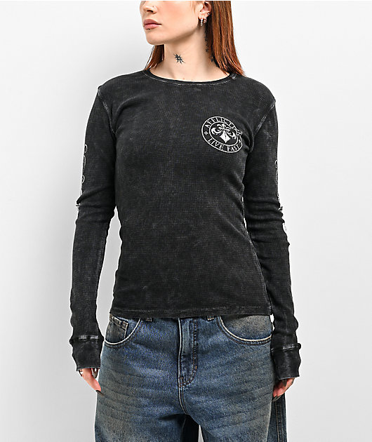 Affliction Simulation Black Thermal Long Sleeve T Shirt